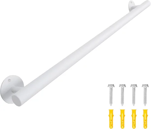 Miniatura 16 de Barandilla de escalera blanca de 4 pies para interiores, barandillas de escalera de tubería de 48 pulgadas para montar en la pared, barandillas