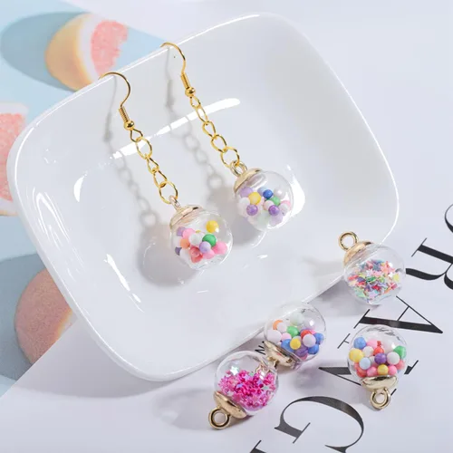 Miniatura 4 de 10 unids/lote de 0.630 in transparente bola de cristal encantos estrella lentejuelas colgantes para DIY pendientes collar joyería fabricación