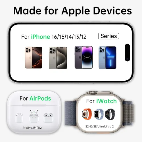 Miniatura 2 de Estación de carga 3 en 1 2026 de carga rápida para iPhone, cargador inalámbrico para iPhone 17 16e 16 15 14 13 12 11 X Pro Max y Apple Watch