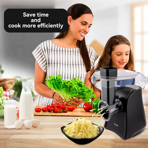 Miniatura 2 de Cortador eléctrico, rallador eléctrico de queso para uso en la cocina del hogar, triturador de queso con control de un solo toque, máquina para Negro
