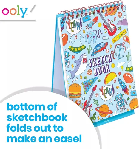 Miniatura 2 de OOLY Cuaderno de bocetos de pie para dibujar y mostrar, 45 páginas perforadas grandes de 10.5 x 8 pulgadas, 120 GSM/32 libras, perfecto