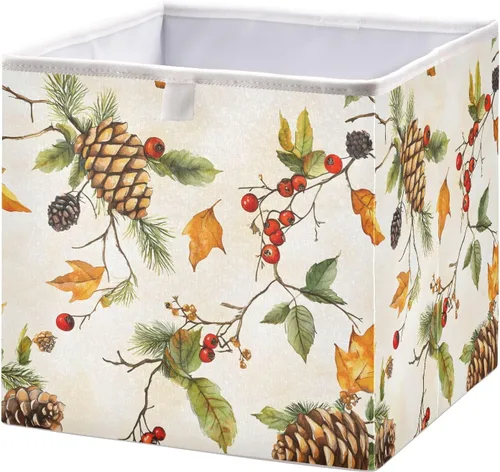 Miniatura 2 de Bolaz Organizadores de armario con hojas de otoño, conos de pino, cubos de almacenamiento, cestas para estantes para el hogar, habitación, oficina