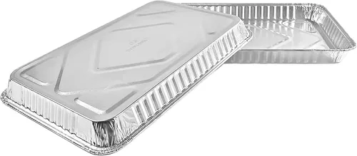 Miniatura 7 de PACTOGO Bandeja de papel de aluminio para tartas de tamaño 1/4 con tapa de cúpula baja transparente, 12.75 pulgadas de largo x 8.75 pulgadas