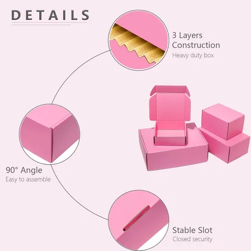 Miniatura 5 de Timirog Cajas de envío rosa de 13x10x3 pulgadas, paquete de 20 - Caja de correo de cartón corrugado para pequeñas empresas, sobre de correo