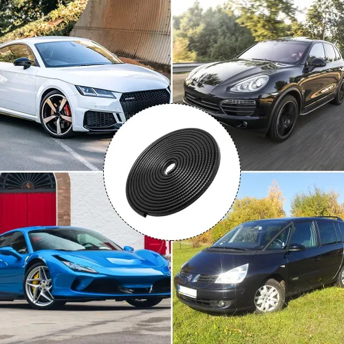 Miniatura 6 de Sello de goma en forma de U, borde de automóvil, protector de puerta automotriz, no requiere pegamento, universal para la mayoría de los Negro