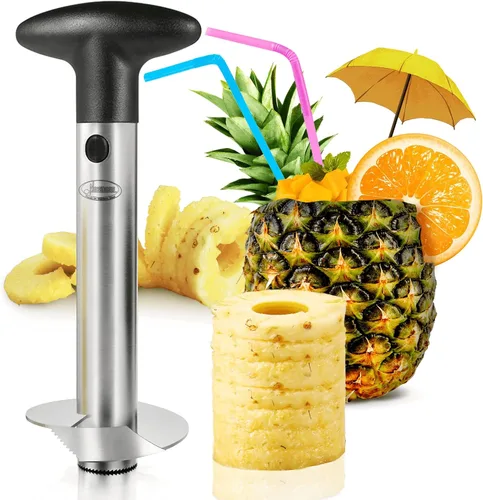 Descorazonador de piña, [mejorado, reforzado, cuchilla más gruesa] Descorazonador de piña premium Newness (negro)