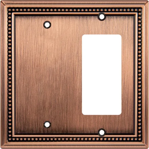 Miniatura 30 de Henne Bery Sunken Pearls - Placa de pared decorativa resistente para interruptor, cubierta para tomacorrientes (doble dúplex, níquel satinado)