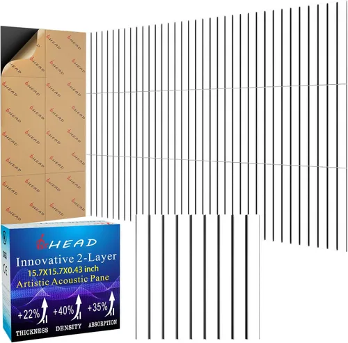 Miniatura 27 de BSHEAD 10 piezas de paneles acústicos de microfibra de 165dtex, paneles de pared insonorizantes autoadhesivos, paneles de espuma de 12 x 12 x 0.4
