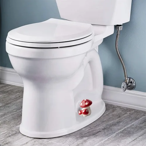 Miniatura 8 de WANSHUNLMI Tapones de pernos de inodoro de hongo rojo, tapas de pernos de inodoro altos de hongo de cerámica, bonita decoración de baño, fácil Rojo