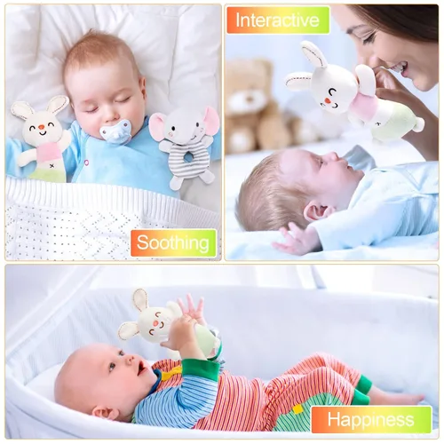 Miniatura 5 de Sonajeros para bebés de 0 a 6 meses: sonajeros suaves para recién nacidos, sonajero de peluche para bebés, regalo de ducha para niños pequeños