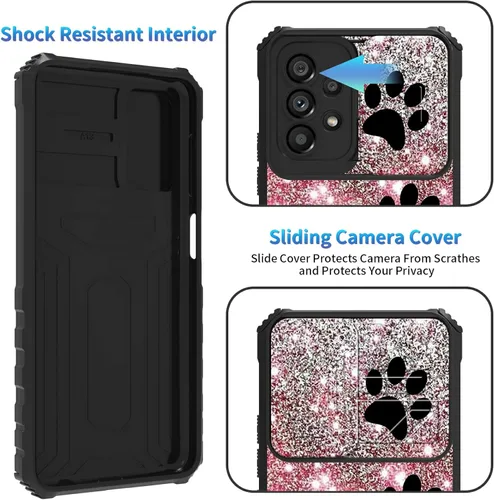 Miniatura 450 de Funda para Samsung Galaxy S22 Ultra 5G, Galaxy S22 Ultra con cubierta de cámara deslizante, funda resistente de doble capa con función atril Black