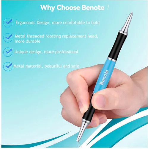 Miniatura 6 de benote Bolígrafo ergonómico de pintura de diamante con doble punta de rosca de metal de goma, bolígrafo redondo y cuadrado para arte, manualidades