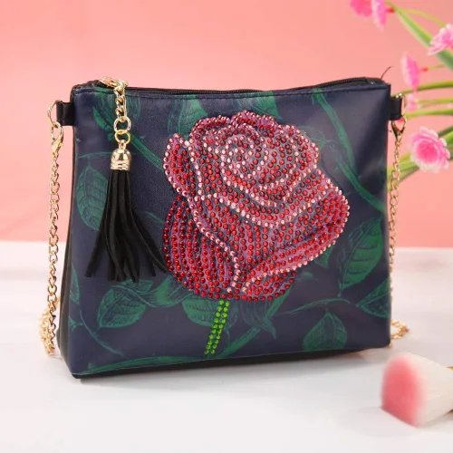 Kits de pintura de diamantes para niños y adultos, bolso cruzado con cadena 5D con diamantes de imitación de punto de cruz, manualidades,