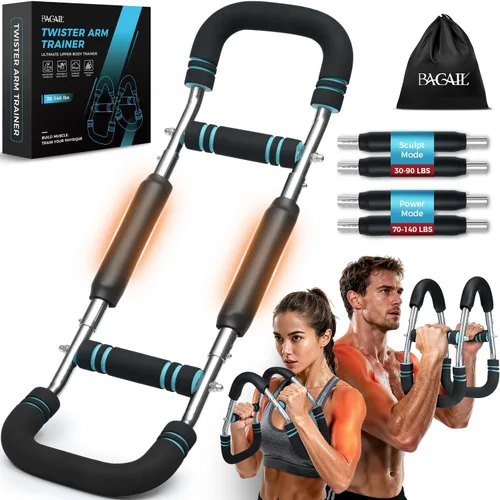 BAGAIL Entrenador de brazo Twister, resistencia de 5 o 9 niveles (30-140 libras) para entrenamiento de pecho y brazos, equipo de entrenamiento de