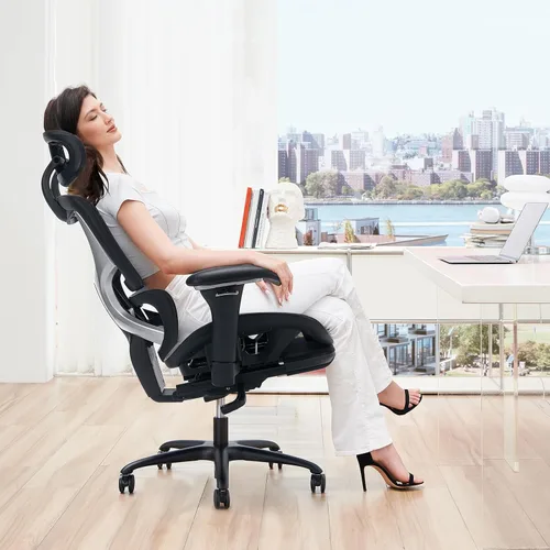 Miniatura 8 de COLAMY Silla de oficina ergonómica de malla con reposapiés, silla ejecutiva de escritorio de computadora con respaldo alto y reposacabezas anchos