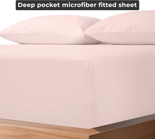 Miniatura 6 de Royale Linens Sábana Bajera King - Microfibra Cepillada Ultra Suave 1800 - Sábanas Inferiores de Lujo Hotelero - Sin Arrugas y Resistente a la Rosa