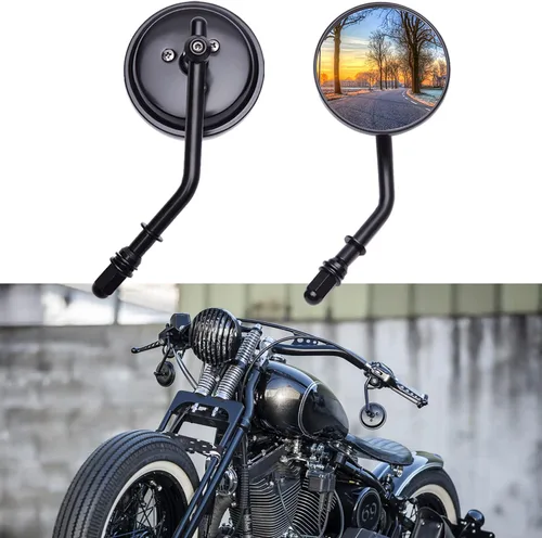 Miniatura 19 de DREAMIZER Espejos para motocicleta cromados compatibles con Harley Davidson - Espejo lateral mini en forma de lanza para Sportster 48, Road Glide