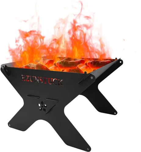Parrilla de fogata de campamento, parrilla de carbón plegable portátil (con bolsa de tela Oxford) adecuada para camping, picnics, fiestas de fogata