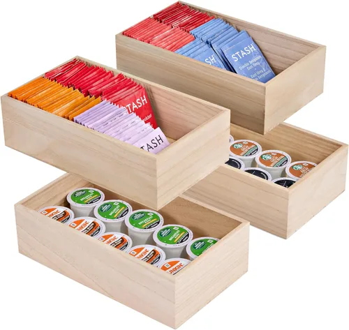 Miniatura 8 de Sorbus Cajas de madera sin terminar, contenedores organizadores, caja de madera para almacenamiento organizador de despensa, armario, artes