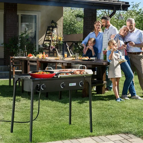 Miniatura 2 de Goplus - Hornillo portátil de gas propano para exteriores, quemador de hierro fundido con patas desmontables para camping