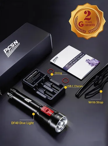 Miniatura 6 de PFSN - Linterna de buceo, 4000 lúmenes, luz de buceo profesional, 328.1 ft, impermeable, linterna subacuática para buceo, linterna LED recargable