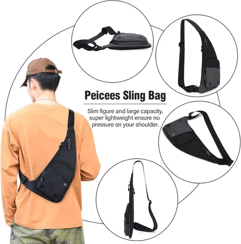 Miniatura 2 de Peicees Bolso bandolera para hombres y mujeres, mochila con correa y bolsillos, bolsa de pecho para correr, senderismo, camping, ejercicio al aire