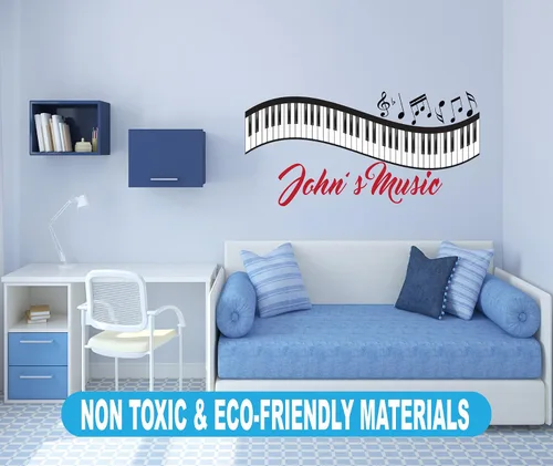 Miniatura 4 de Calcomanía de pared personalizada con notas musicales de piano, calcomanía de pared con notas musicales personalizadas, calcomanías murales