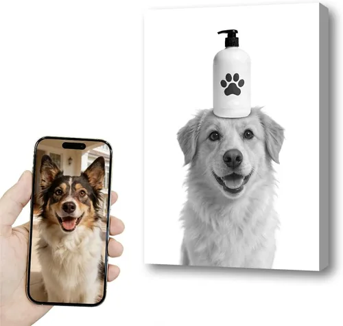 Miniatura 7 de Fotos personalizadas de mascotas en lienzo para pared Arte de baño personalizado Lindo perro gato en bañera Impresiones, divertidos animales Foto