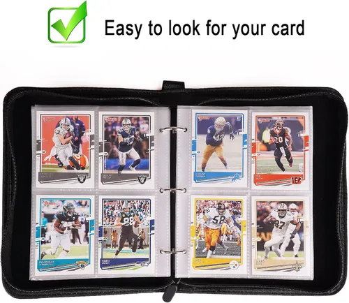 Miniatura 4 de Carpeta de tarjetas compatible con tarjetas de fútbol americano, tarjetas de intercambio, para MTG y otros TCG, se adapta a 400 tarjetas con 50