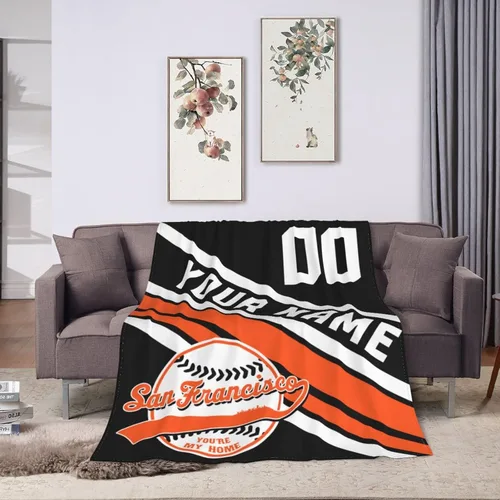 Miniatura 35 de Wream Manta personalizada para fanáticos de la cama, regalo de béisbol con nombre y número de ciudad de béisbol, manta de forro polar de invierno