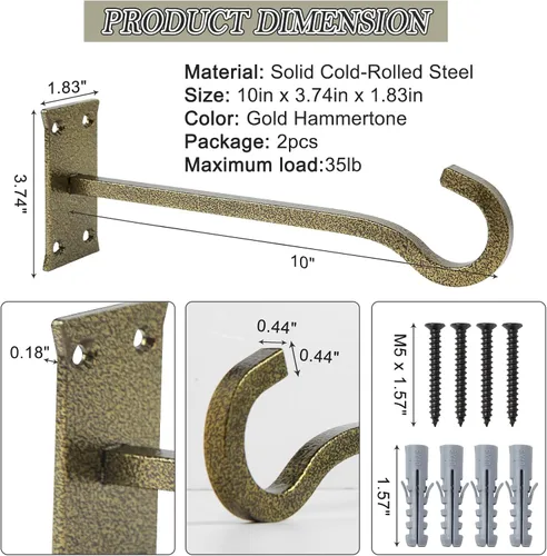 Miniatura 21 de QIEGL Soporte colgante para plantas de 6 pulgadas, gancho de metal para plantas, gancho de pastor decorativo para colgar linternas, comedero