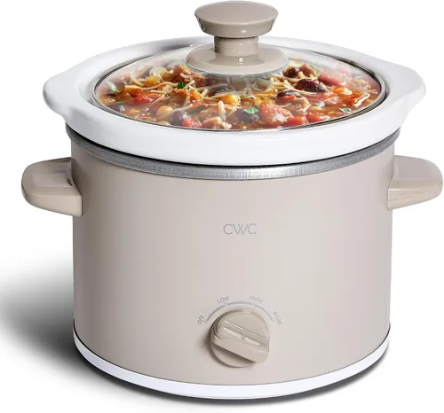 Miniatura 11 de COOK WITH COLOR 2QT Mini Olla de cocción lenta eléctrica redonda - Configuraciones ajustables, olla de gres extraíble, tapa de vidrio templado, apta