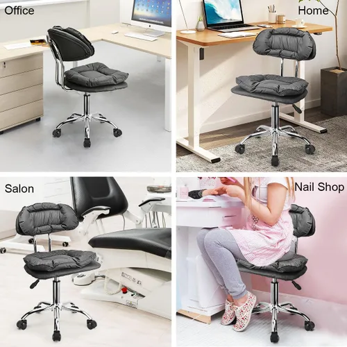 Miniatura 8 de JOSTZHXIN Respaldo de taburete rodante, acolchado de asiento grueso, silla rodante resistente para oficina en casa, silla giratoria de altura Gris