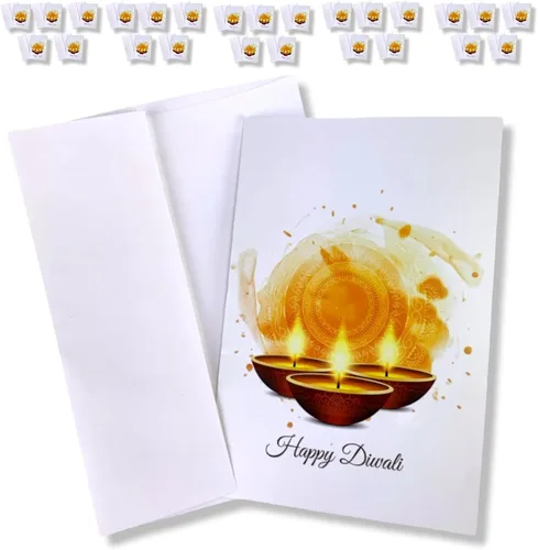 Miniatura 5 de LOVENSPIRE Paquete de tarjetas de felicitación Diwali Deepawali Juego de tarjetas de felicitación impresas personalizables indio Festival Tarjetas