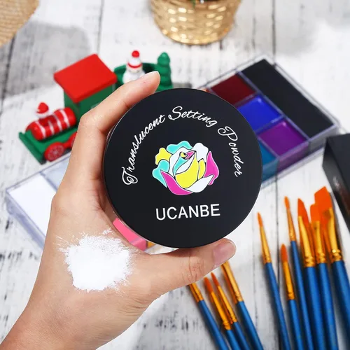 Miniatura 4 de UCANBE Athena - Paleta de aceite de pintura facial y cuerpo + polvo de ajuste translúcido + juego de 10 pinceles, kit profesional no tóxico