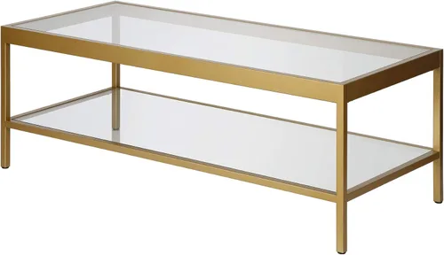 Miniatura 4 de Henn&Hart Mesa de centro rectangular rectangular de 45 pulgadas de ancho en latón, mesas de centro rectangulares modernas para sala de estar