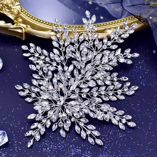 Miniatura 6 de TRiXY Diadema de boda para el pelo de novia, accesorios para el cabello con diamantes de imitación para novias y damas de honor, tocados de fiesta