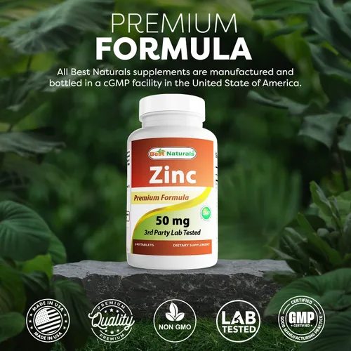 Miniatura 5 de Best Naturals - Suplemento de zinc como gluconato de zinc de 50 mg, 240 comprimidos, paquete de 2