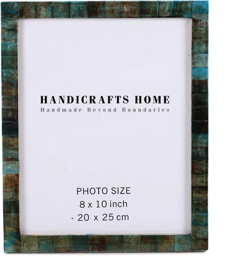 Miniatura 16 de Handicrafts Home Marcos de fotos índigo, con incrustaciones de hueso azul, marcos de fotos estilo mosaico (4 x 4 pulgadas, azul)