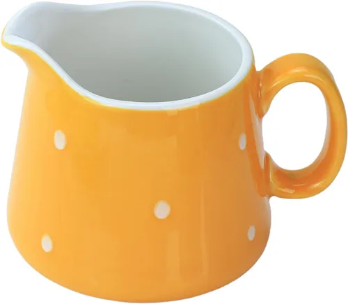 CHOOLD Crema de cerámica de lunares con asa, jarra de crema de café y leche de 8.5 onzas para cocina Amarillo