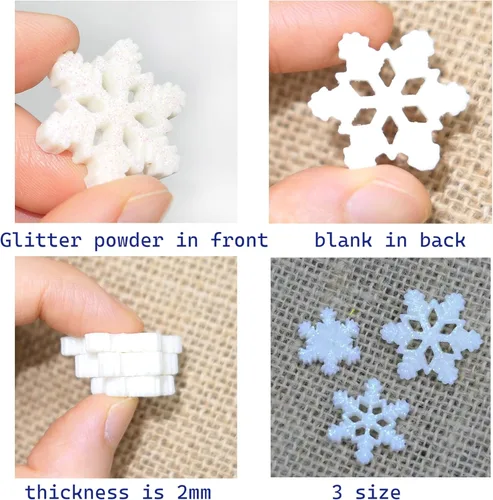 Miniatura 3 de HADDIY Pequeños copos de nieve para manualidades, 60 piezas de mini copos de nieve de plástico con purpurina blanca para adornos de Navidad