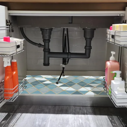 Tapete para debajo del fregadero, 24 x 36 pulgadas, duradero e impermeable, tapetes prémium para proteger los gabinetes de cocina y baño, absorbente