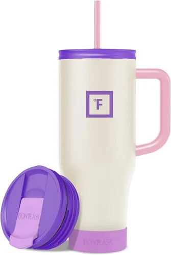 Miniatura 43 de IRON °FLASK Co-Pilot - Vaso aislante de 40 onzas con pajita y tapas abatibles - Botella con portavasos para bebidas frías o calientes - A prueba
