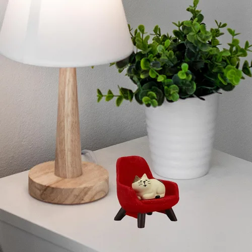 Miniatura 5 de Refintural Figuras de Gato en Miniatura con Sofá Pequeño - Figuras de Mini Gatos de Resina, Accesorios de Escritorio en Miniatura de Gatito - Regalo