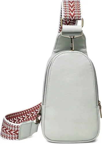 Miniatura 2 de BRZSACR Bolso bandolera para mujer, bolso cruzado de piel sintética, bolsa de pecho para mujer, ciclismo, senderismo, 1 unidad, Gris