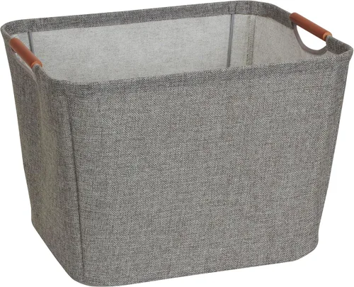 Miniatura 6 de Cesto de almacenamiento pequeño con mango de madera, de Household Essentials, gris, S