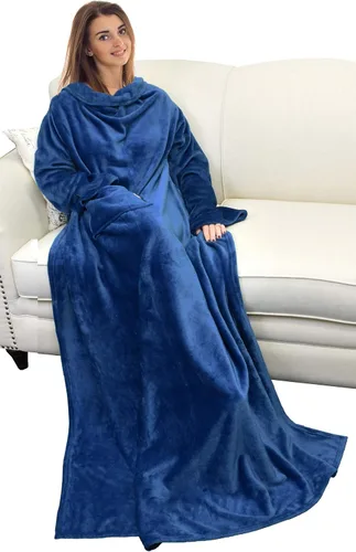 Miniatura 25 de Catalonia Manta con estampado navideño con mangas y bolsillo, acogedora manta de forro polar suave de visón, manta de microfelpa para mujeres y Elfo