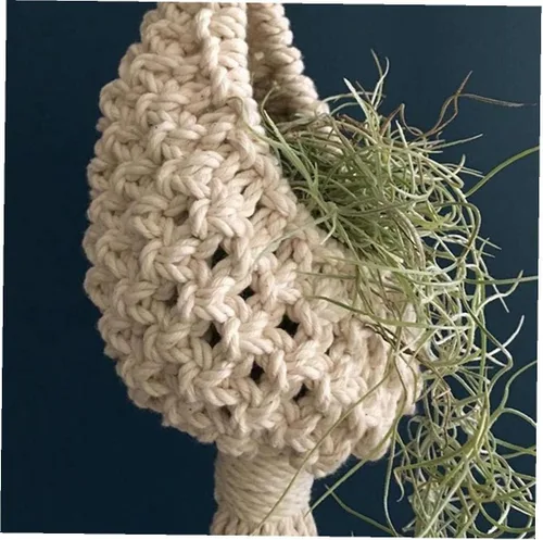 Miniatura 4 de 2 soportes para plantas de aire de macramé, cordón de algodón, colgador de plantas de aire, mini macetas colgantes para decoración de dormitorio