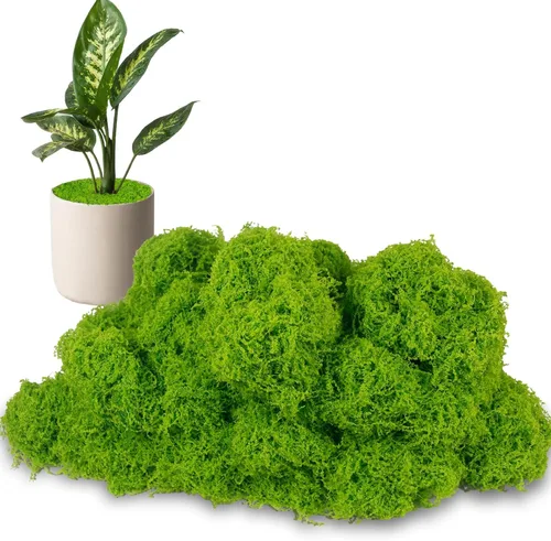 Musgo falso para plantas en macetas de interior, 10.6 onzas, musgo artificial decorativo para manualidades, musgo sintético verde esmeralda para