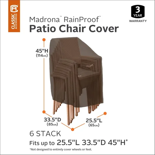 Miniatura 2 de Classic Accessories Madrona - Funda impermeable para silla de patio apilable de 25.5 pulgadas